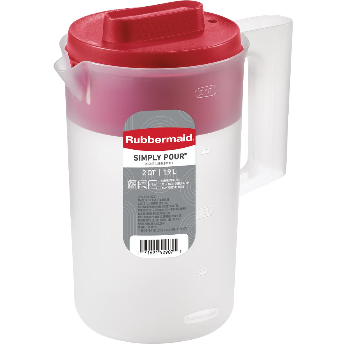 2QT RED LID PITCHER
