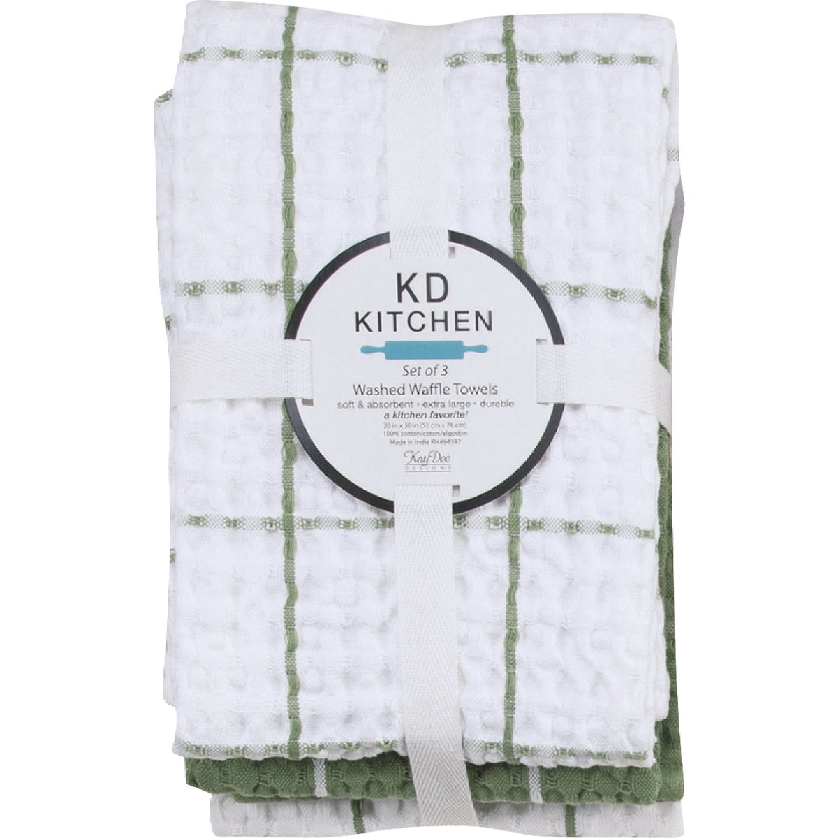 3PK GREEN TEA TOWEL