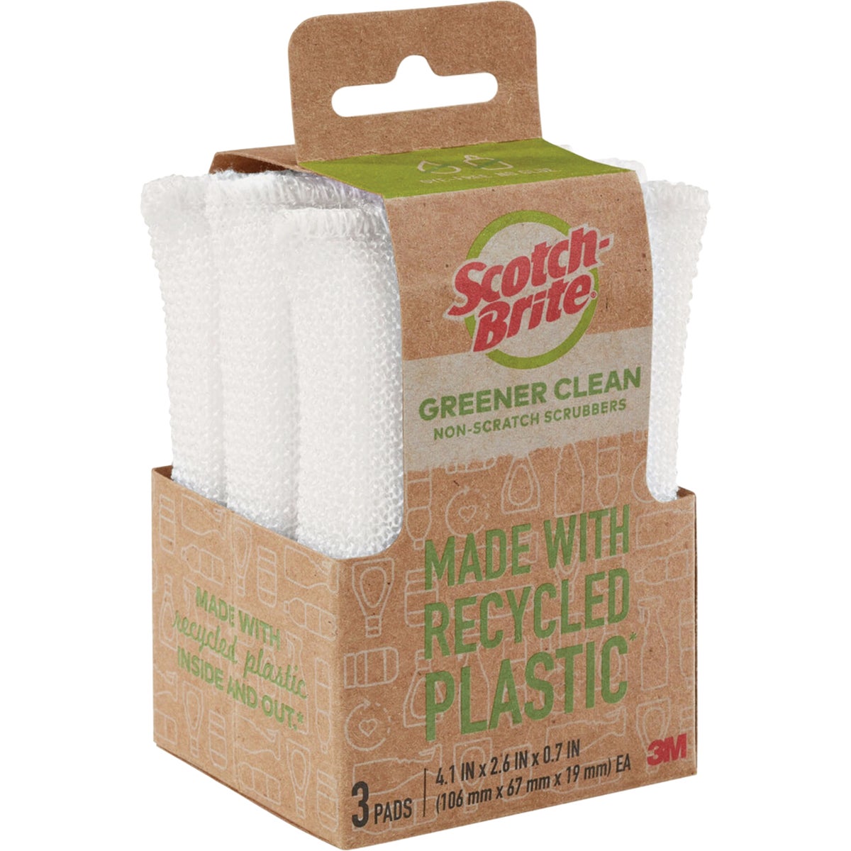 3PK GREEN CLN SCRUBBER