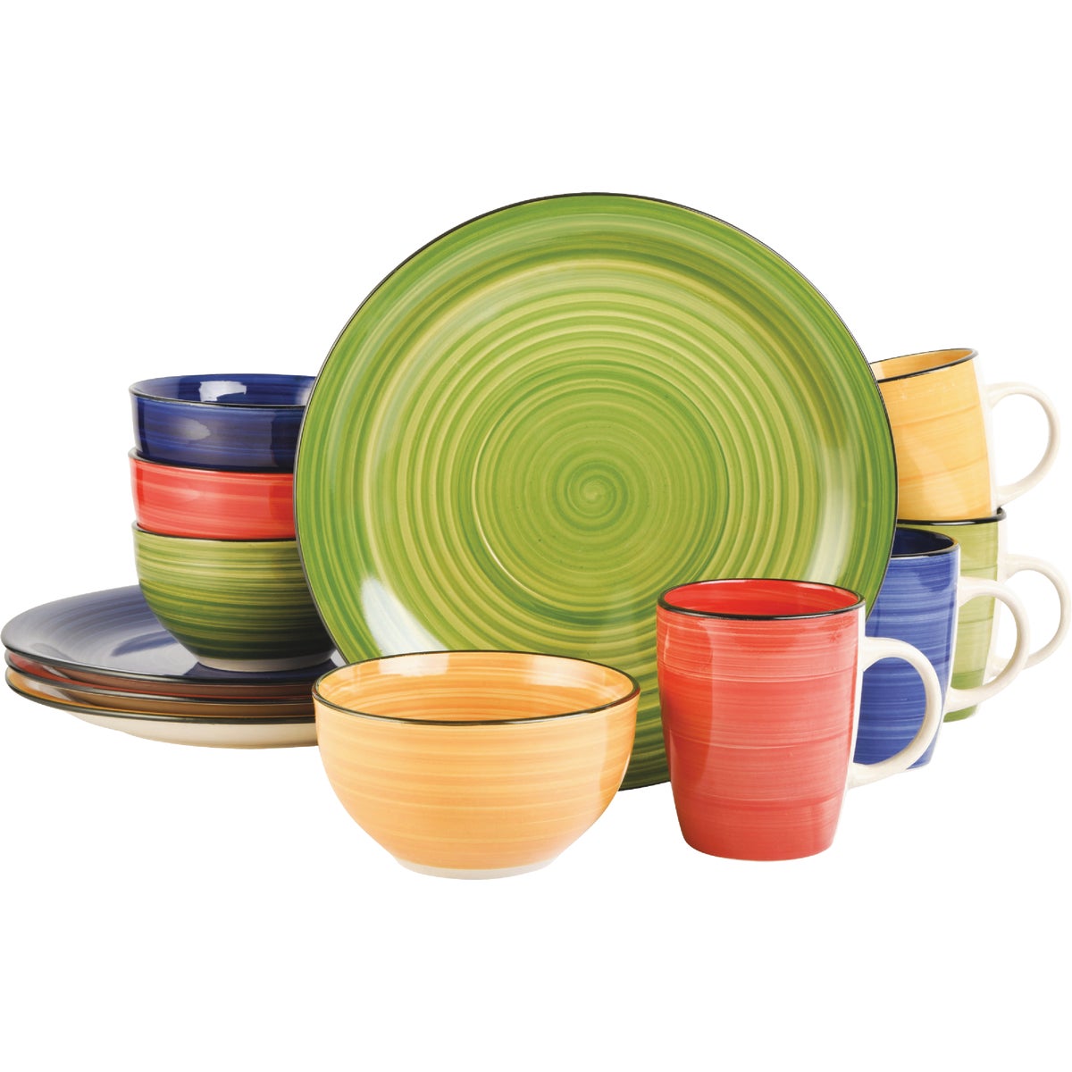 12PC ASST CLR DINNERWARE