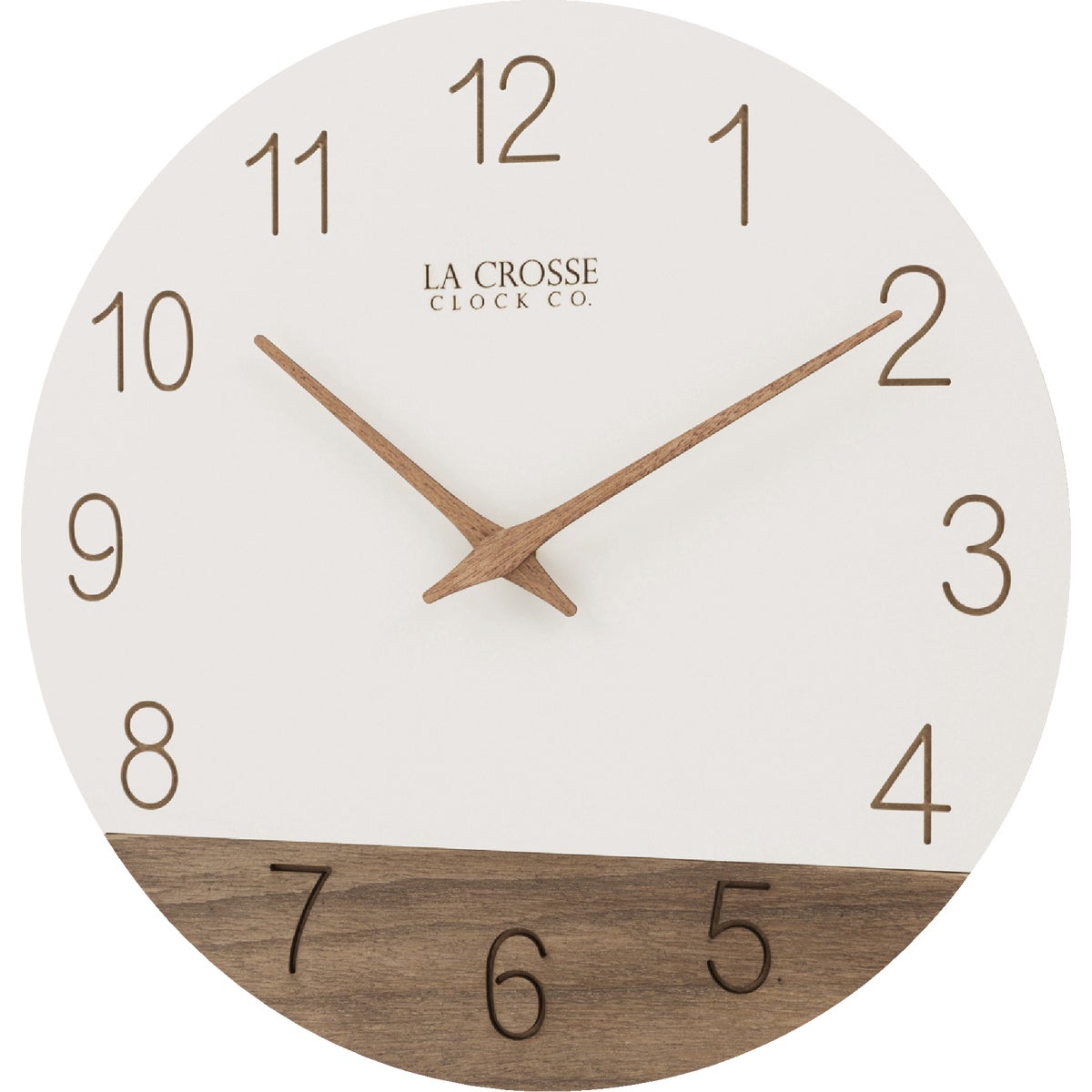 12" WHT & WOOD CLOCK