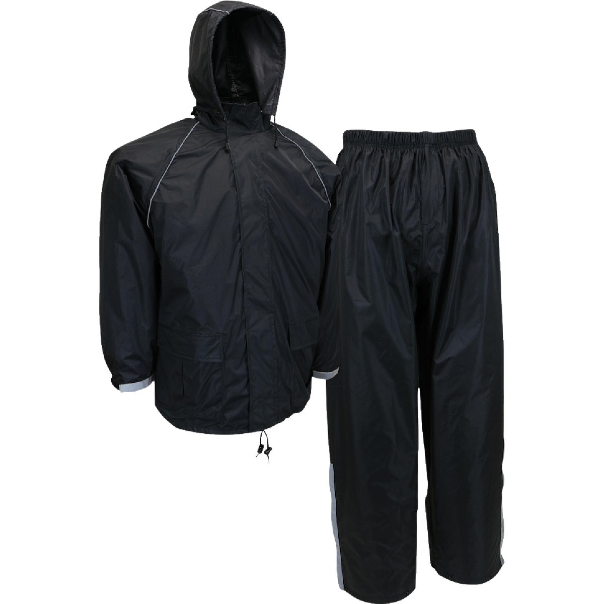 L BLK POLYSTR RAINSUIT