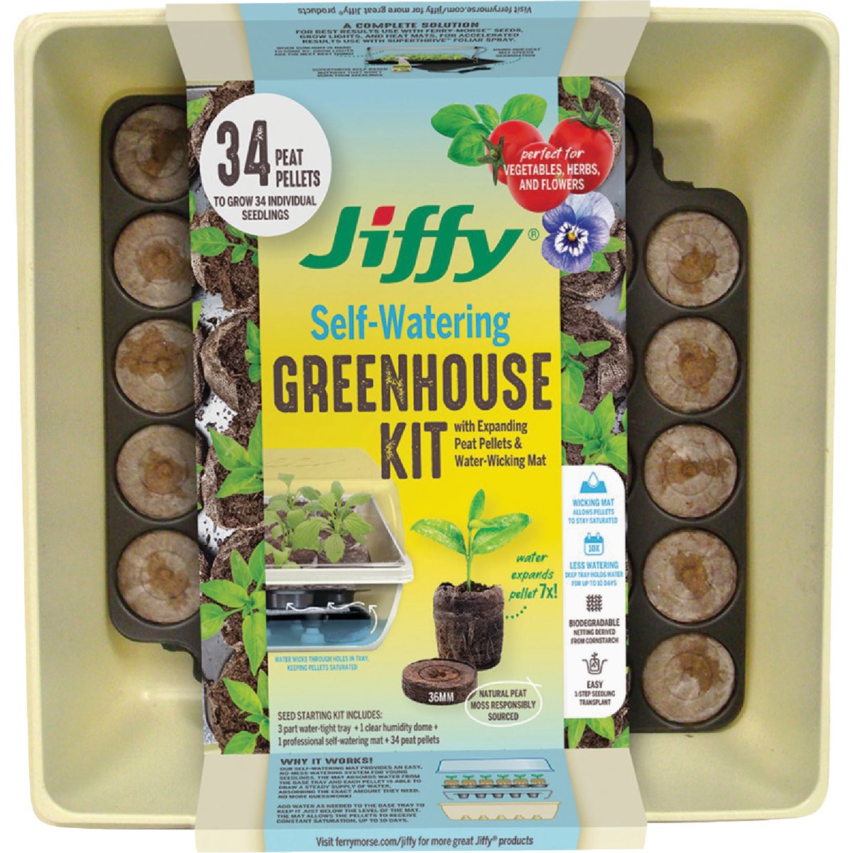 Jiffy 34-Cell Self Watering Greenhouse Seed Starter Kit 703287