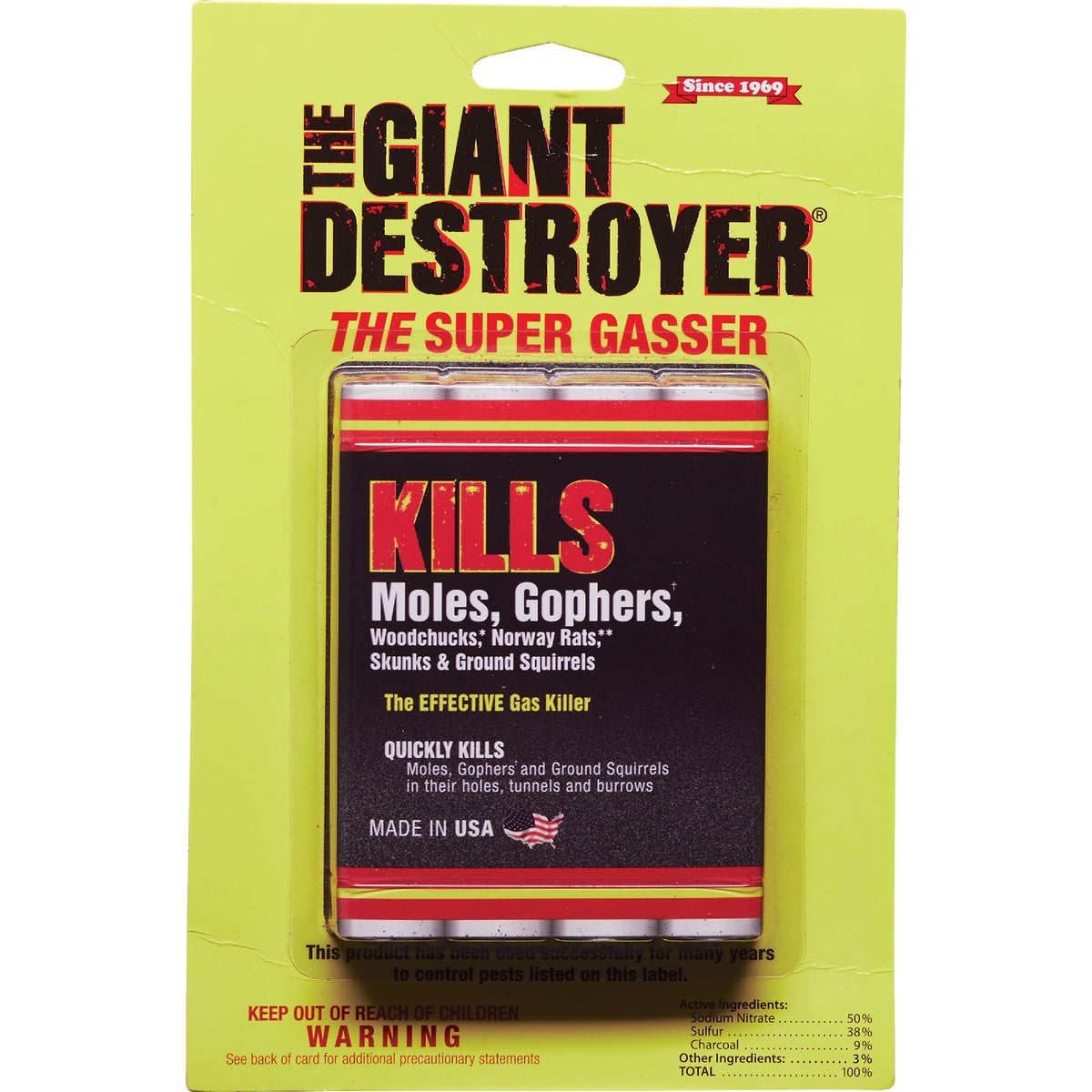 Atlas Giant Destroyer 4-Pack Gas Cartridges Mole & Gopher Killer 704393