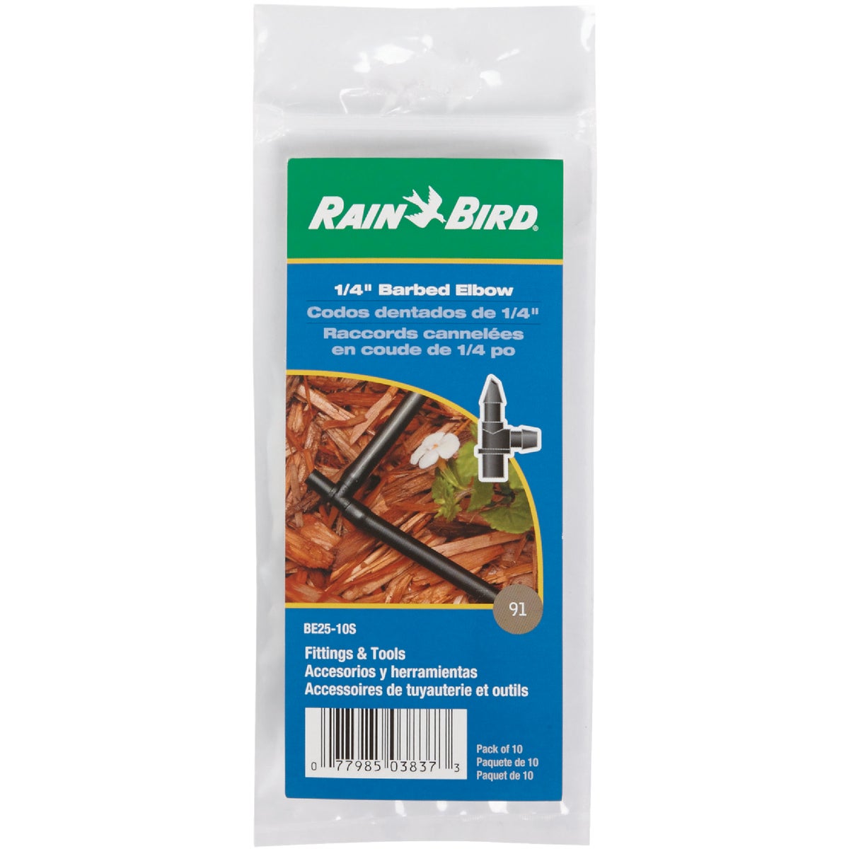 10PK 1/4" BARBED ELBOW