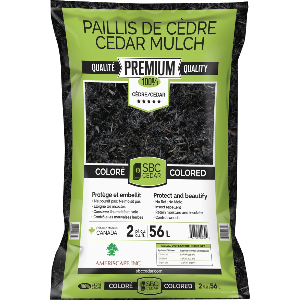 2CU FT BLACK CEDAR MULCH