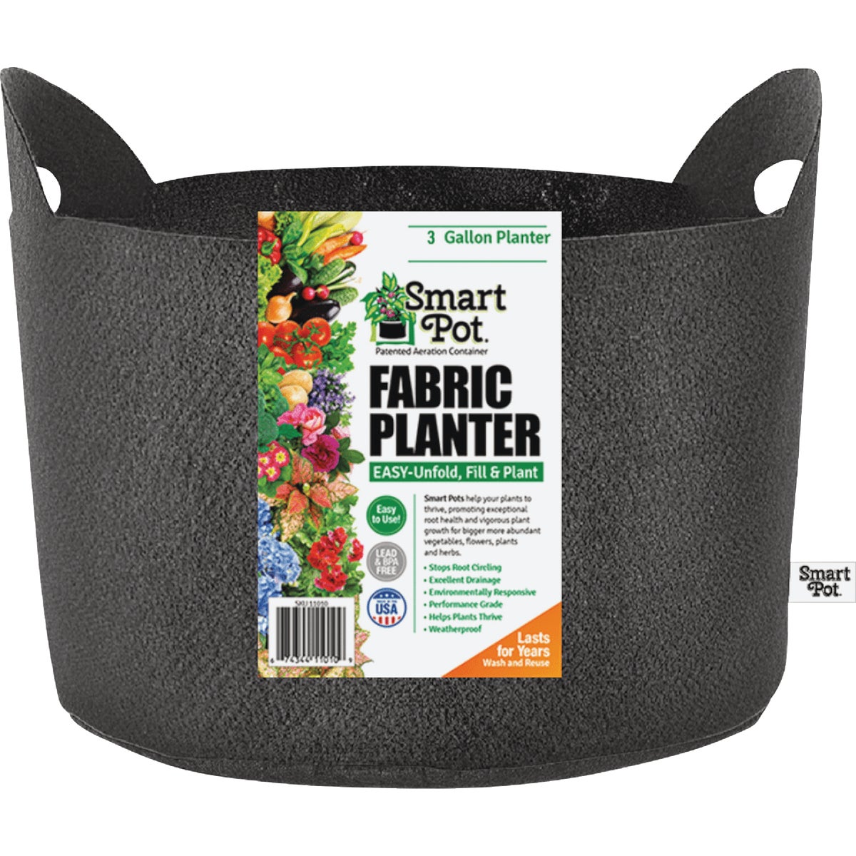 Smart Pot 3 Gal. Black Fabric Multi Purpose Grow Bag