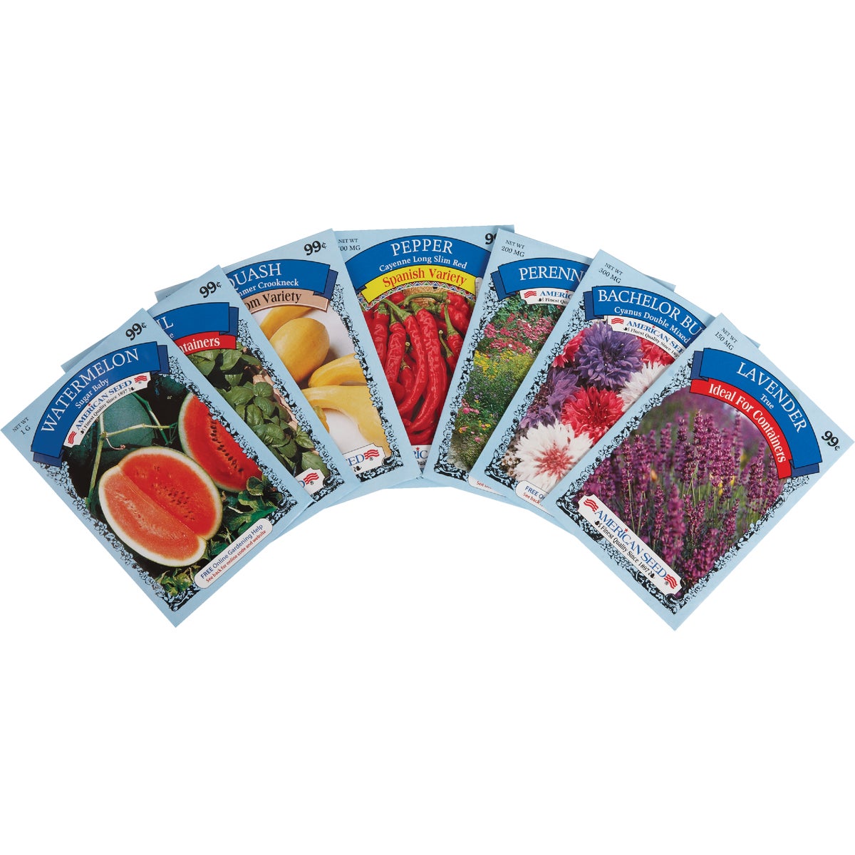 American Seed Vegetables, Flowers, & Herbs Seed Display