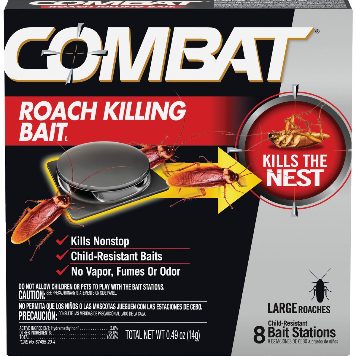 Combat Source Kill Max 0.49 Oz. Solid Large Roach Bait Station (8-Pack) 722197