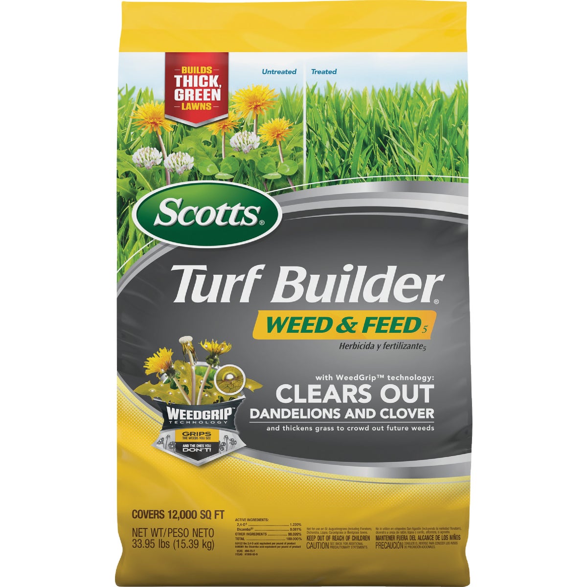 Scotts Turf Builder Weed & Feed 35.7 Lb. 12,000 Sq. Ft. 28-0-3 Weed Killer Plus Lawn Fertilizer