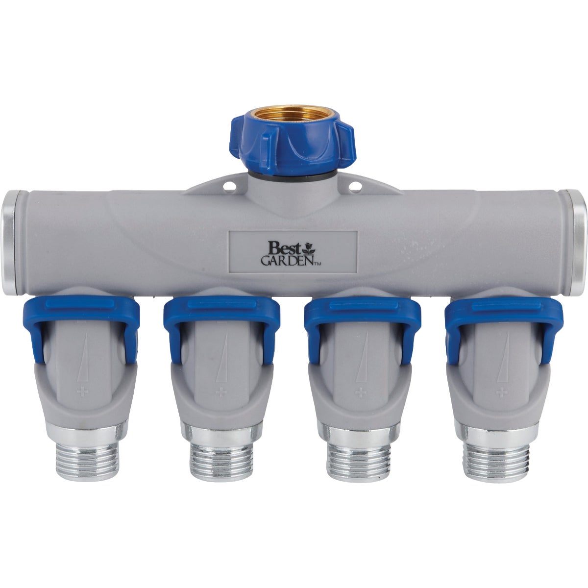 Best Garden Aluminum 4-Way Connector Hose Shutoff Manifold 731027