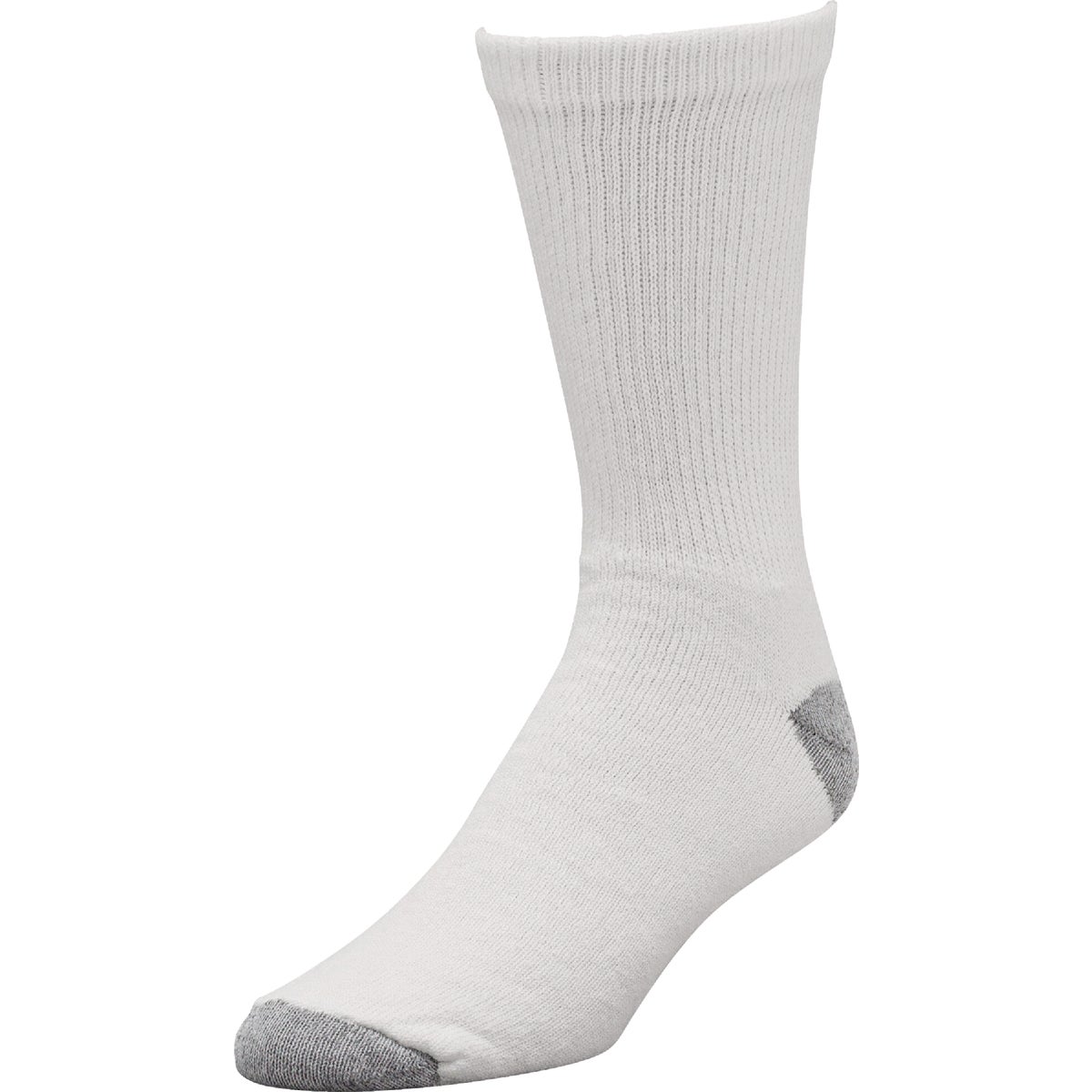 6PK WHT/GRY CREW SOCK