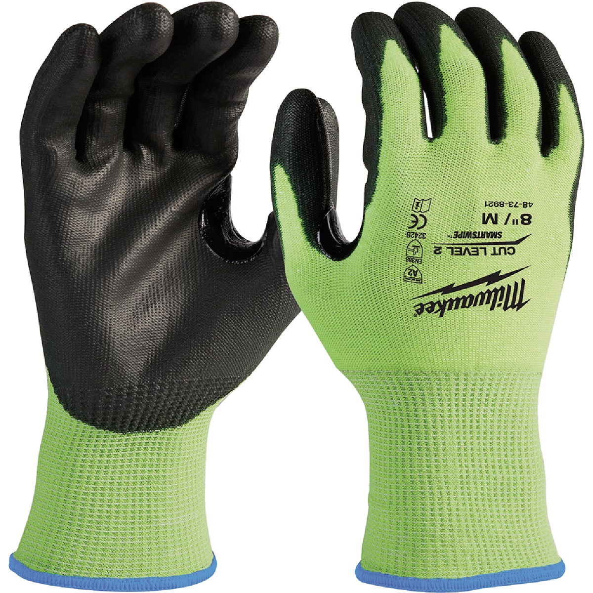 M CUT2 HIVIS POLY GLOVE