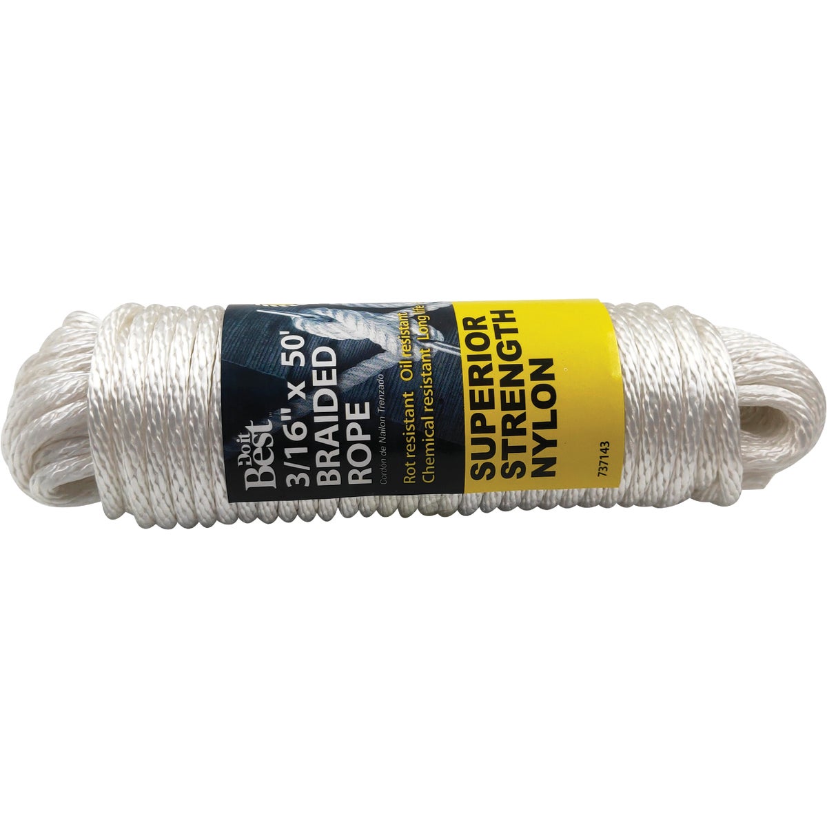 Do it 3/16 In. x 50 Ft. White Braided Nylon Packaged Rope 737143