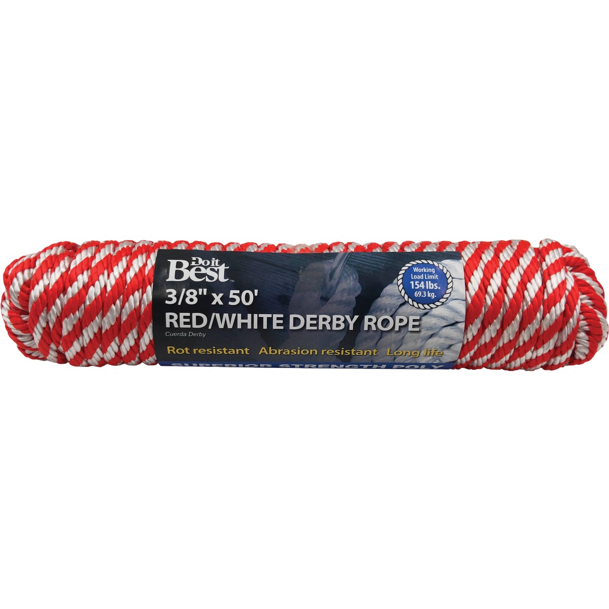 Do it 3/8 In. x 50 Ft. Red & White Derby Polypropylene Packaged Rope 737240