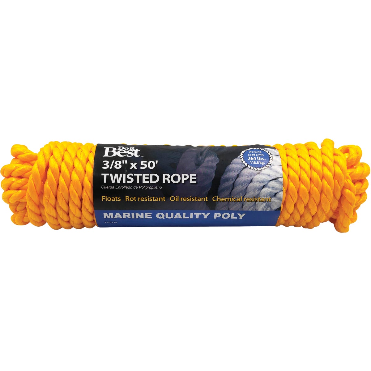 Do it 3/8 In. x 50 Ft. Yellow Twisted Polypropylene Packaged Rope 737275
