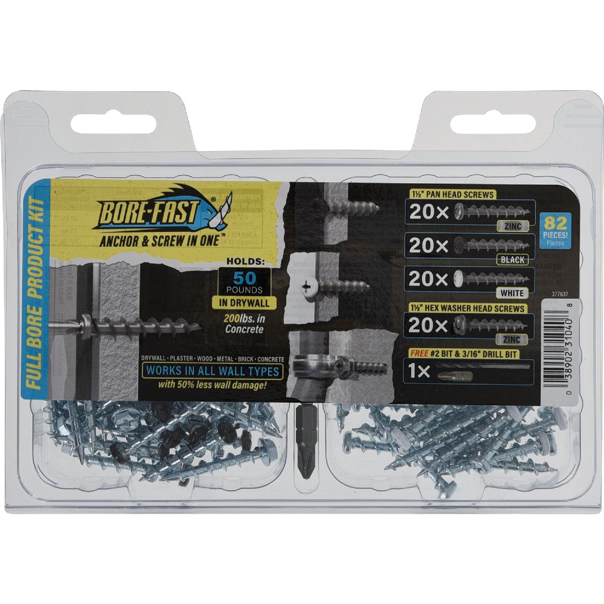 82PC PAN/HEX ANCHOR KIT