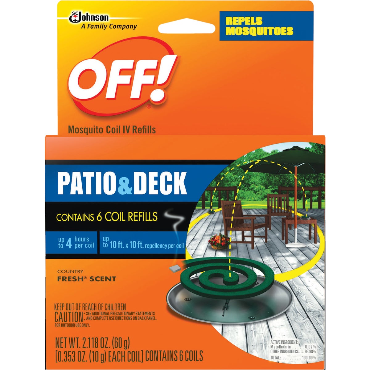 OFF! 4 Hr. Patio & Deck Coil Mosquito Repellent Refill (6-Pack) 745055