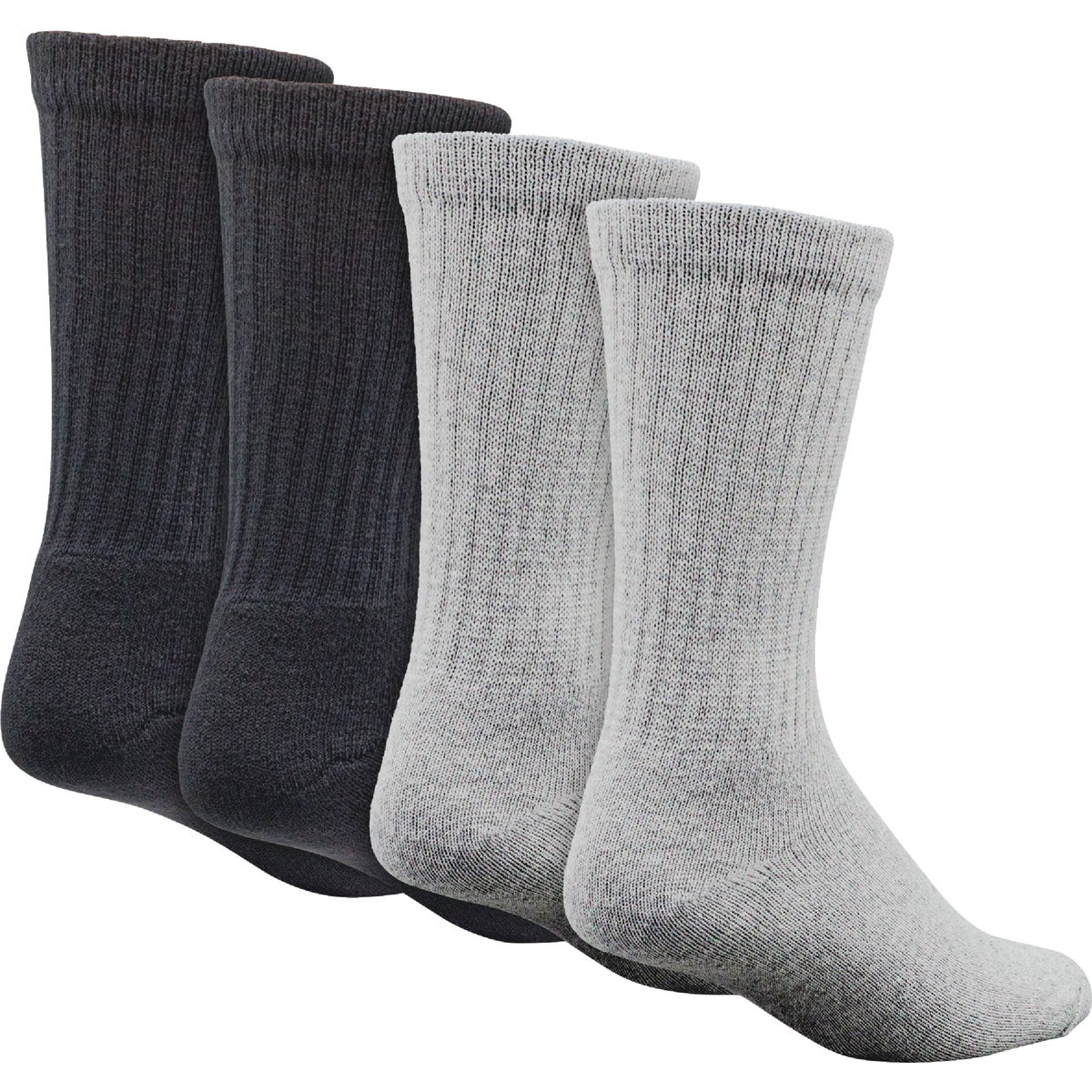 6PK BLK/GRY CREW SOCK