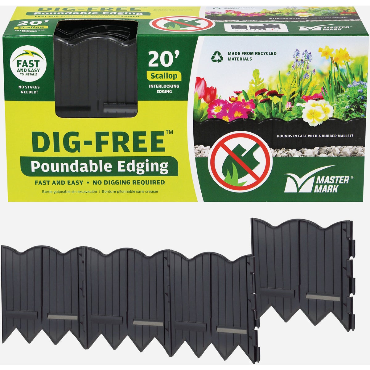 Master Mark Dig-Free 6 In. H. x 20 Ft. L. Black Poundable Lawn Edging