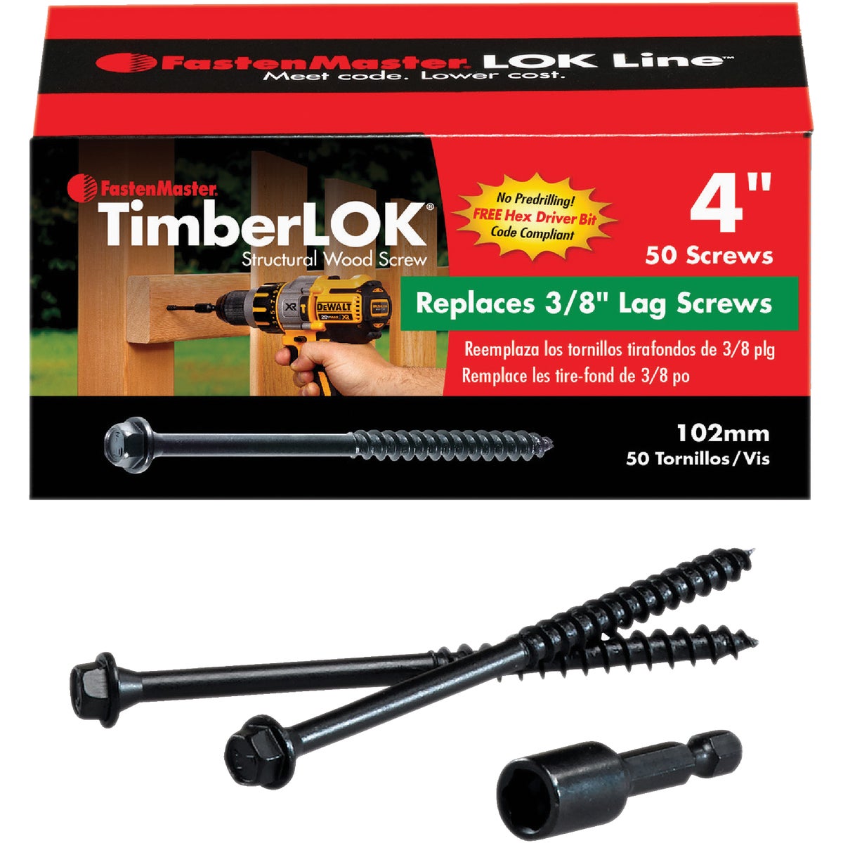 Fastenmaster Timberlok 4 In. Countersunk Hex Washer Structure Screw (50 Ct.) 759094
