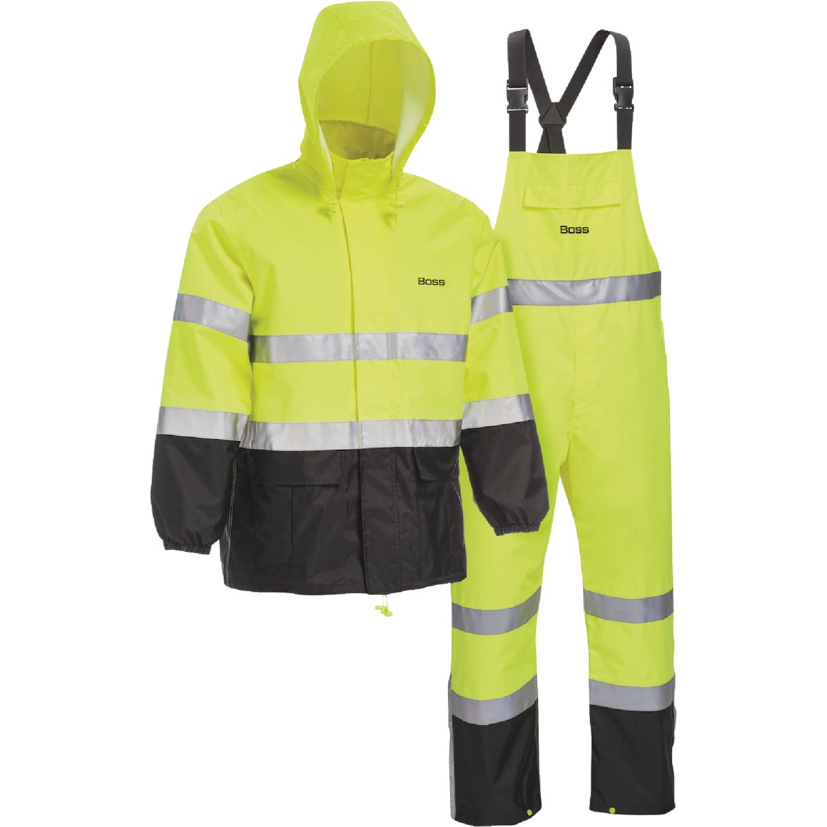 Boss 2XL 2-Piece ANSI Class 3 Hi-Visibility Rain Suit