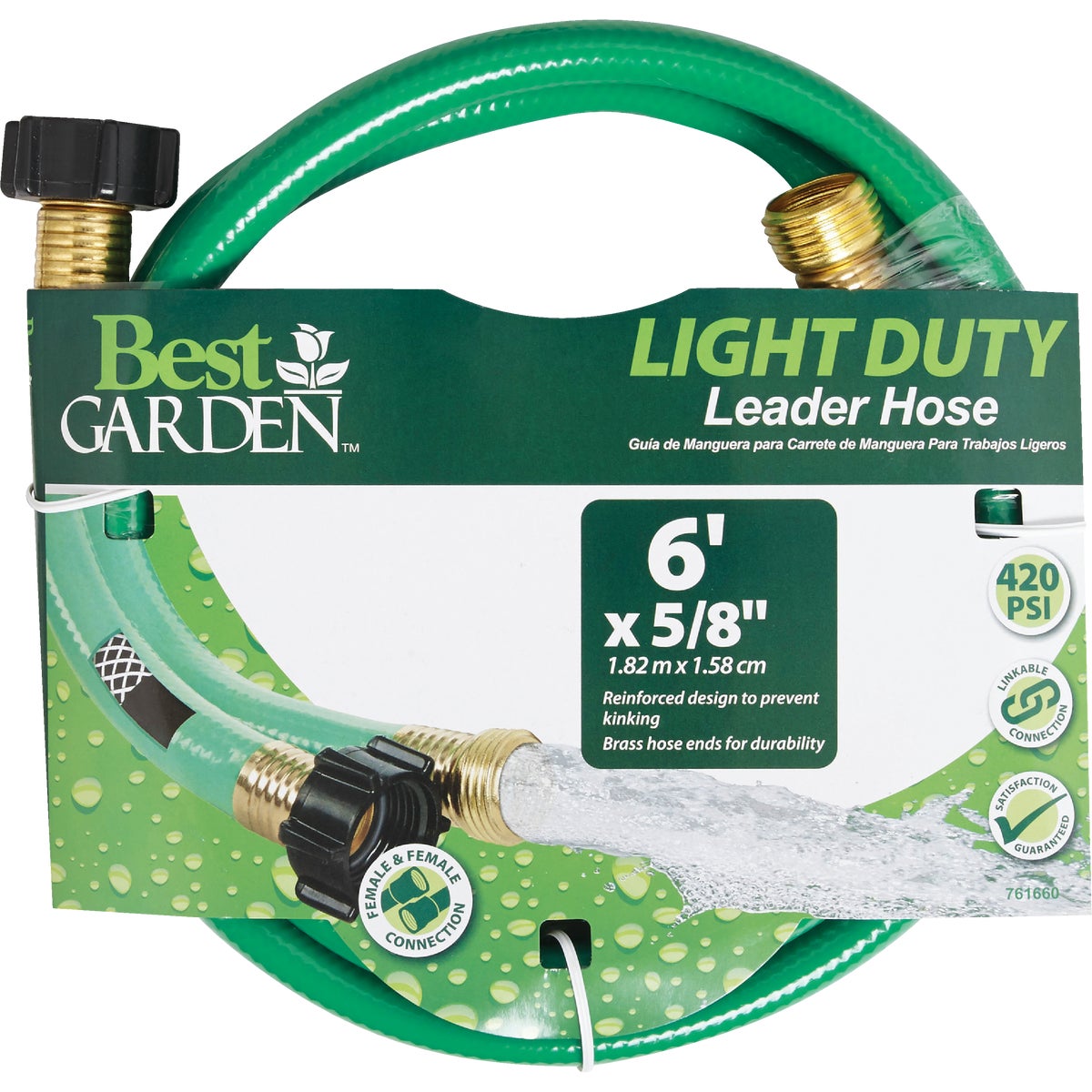 Best Garden 5/8 In. Dia. x 6 Ft. L. Leader Hose with Male & Female Couplings 761660