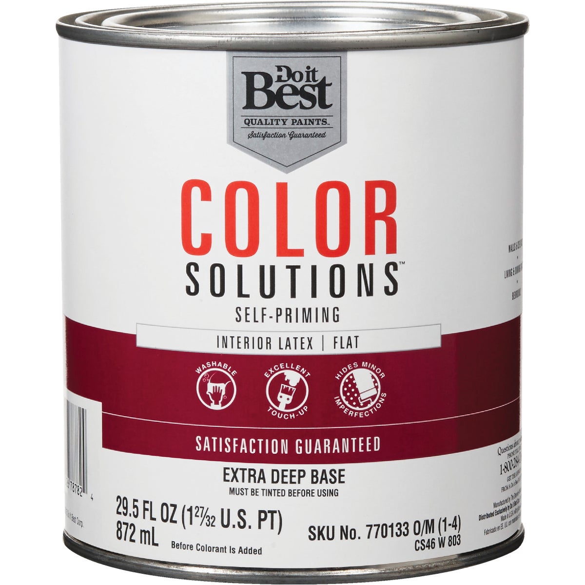 Do it Best Color Solutions Latex Self-Priming Flat Interior Wall Paint, Extra Deep Base, 1 Qt. 770133