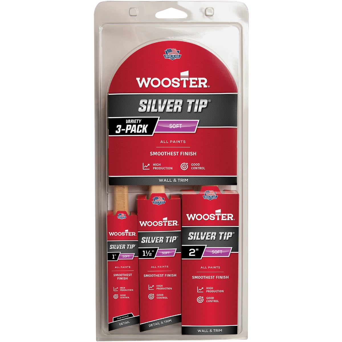 Wooster Silver Tip 3-Piece Paint Brush Set 770243