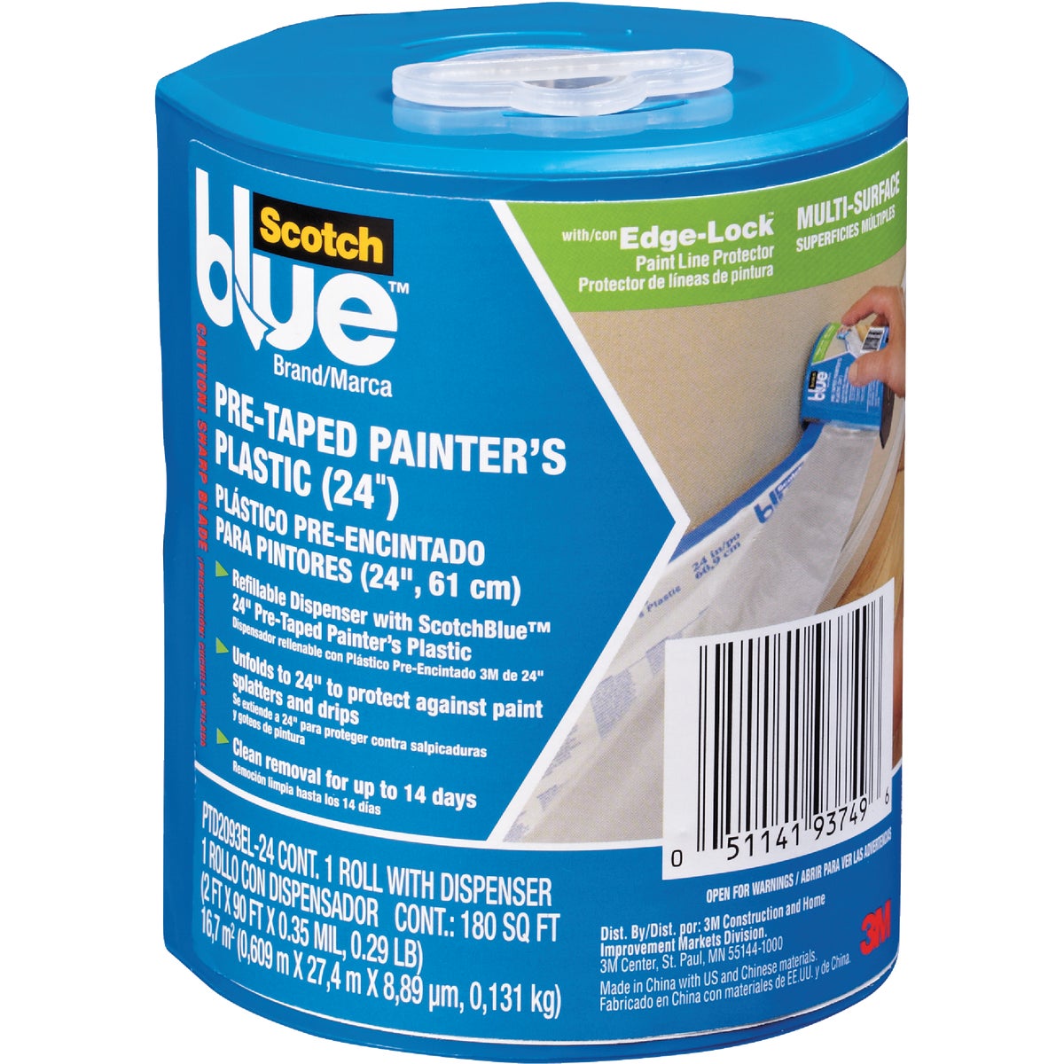 3M Scotch Pre-Taped Painter's Plastic Drop Cloth 770870