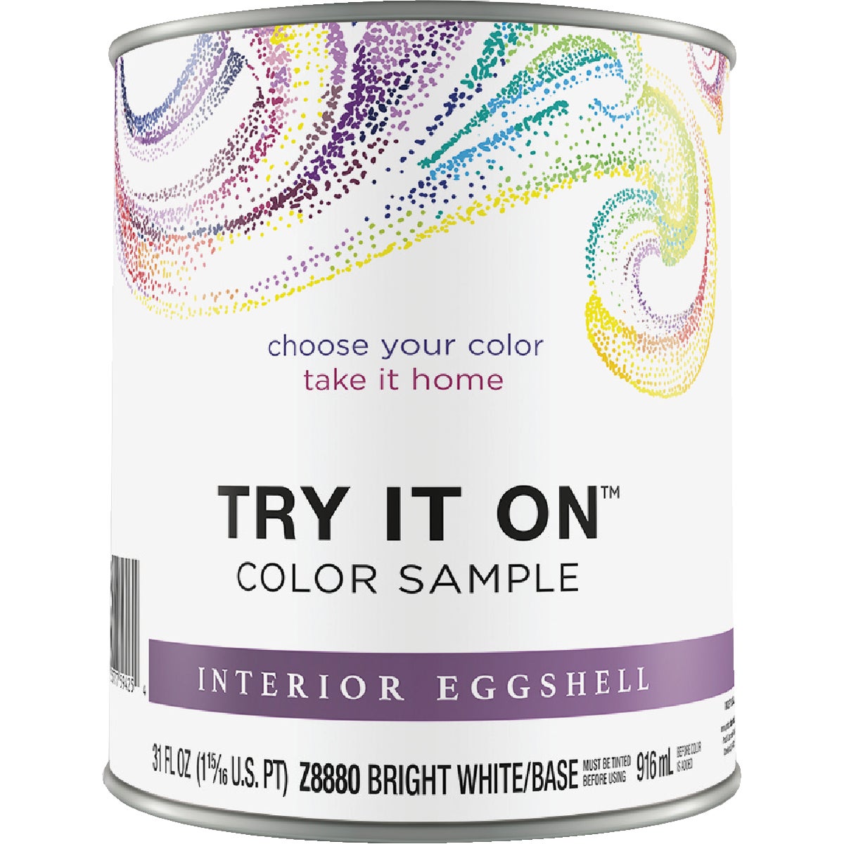 Try It On Eggshell Interior Paint Color Sample, Bright White Base, 1 Qt. 771956