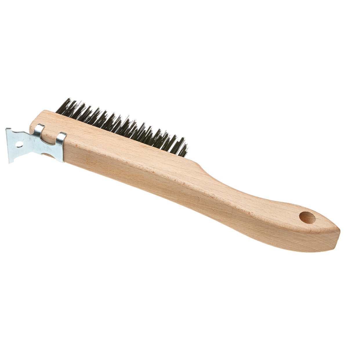 Best Look Wood Shoe Handle Wire Brush with Metal Scraper 772495