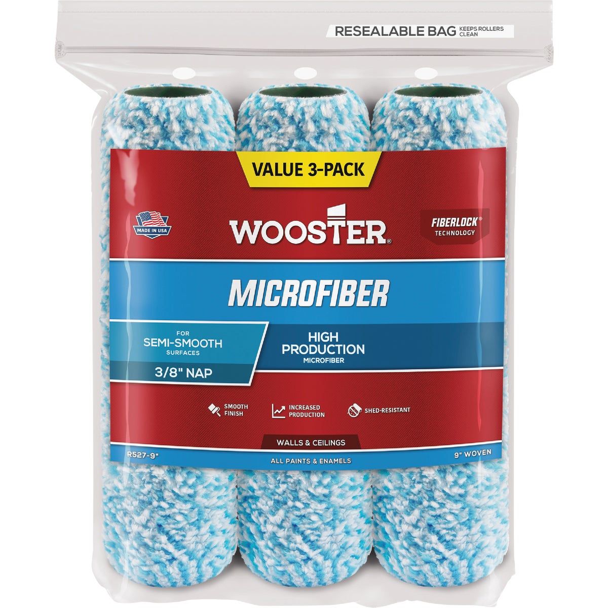 3PK 9" MICROFIBER COVER