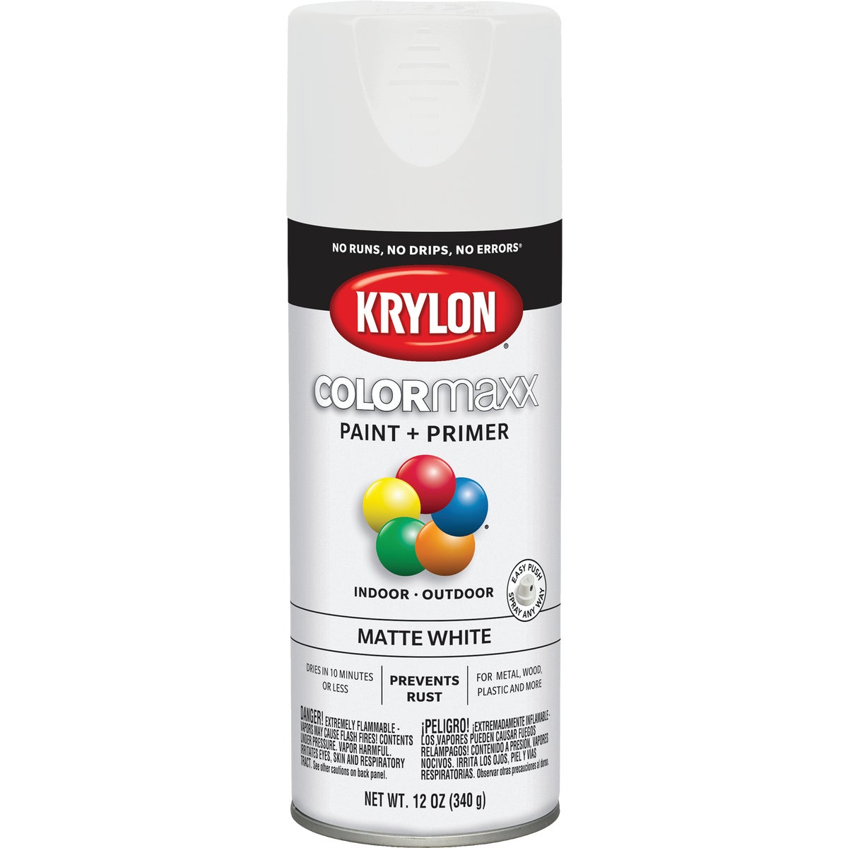 Krylon Colormaxx Matte Spray Paint & Primer, White