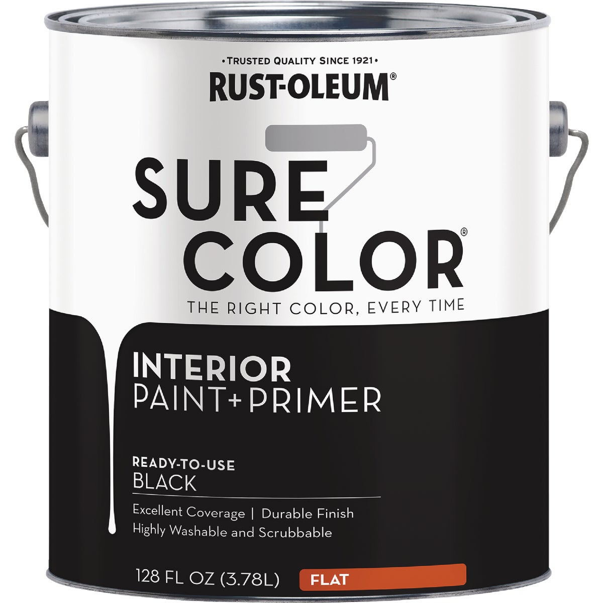 Rust-Oleum Sure Color Flat Black Interior Wall Paint and Primer, Gallon