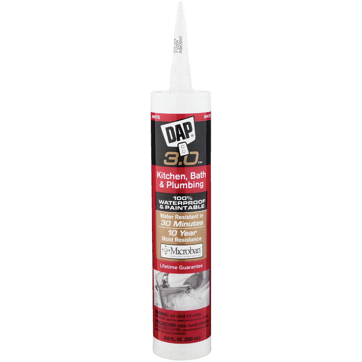 DAP 3.0 9 Oz. Gloss White Kitchen, Bath & Plumbing Caulk 783712