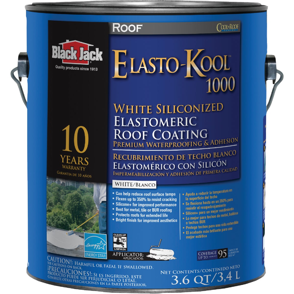 Black Jack Elasto-Kool 1000 1 Gal. 10-Year White Siliconized Elastomeric Coating 790020