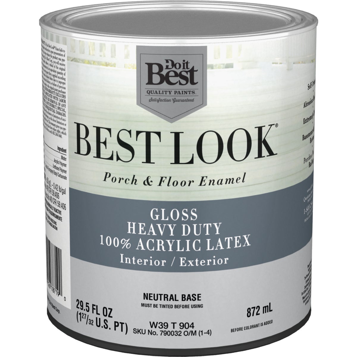Best Look 1 Qt. Neutral Base Heavy-Duty Acrylic Latex Gloss Porch & Floor Enamel 790032