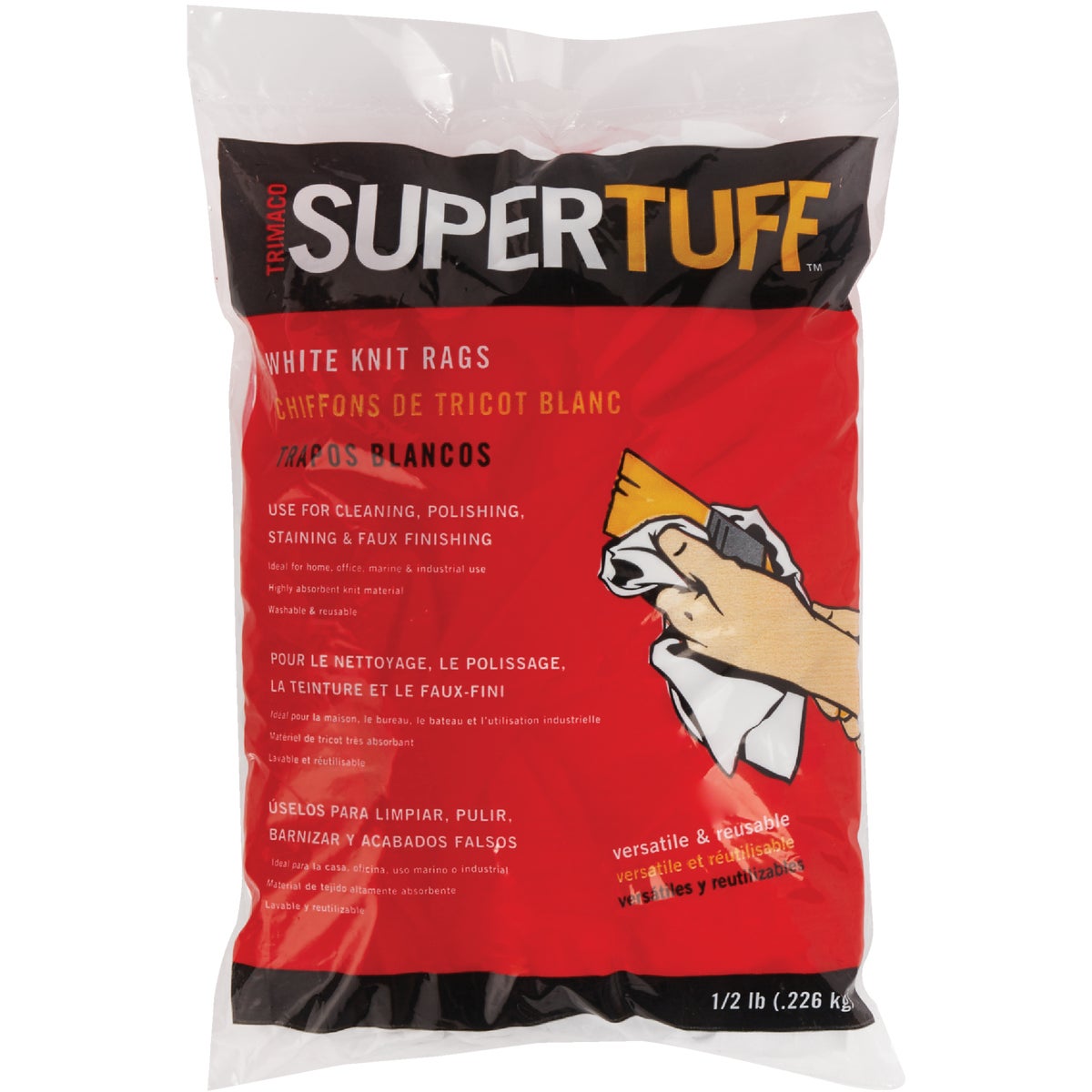 Trimaco SuperTuff 8 Oz. White Knit Staining Rags 797795