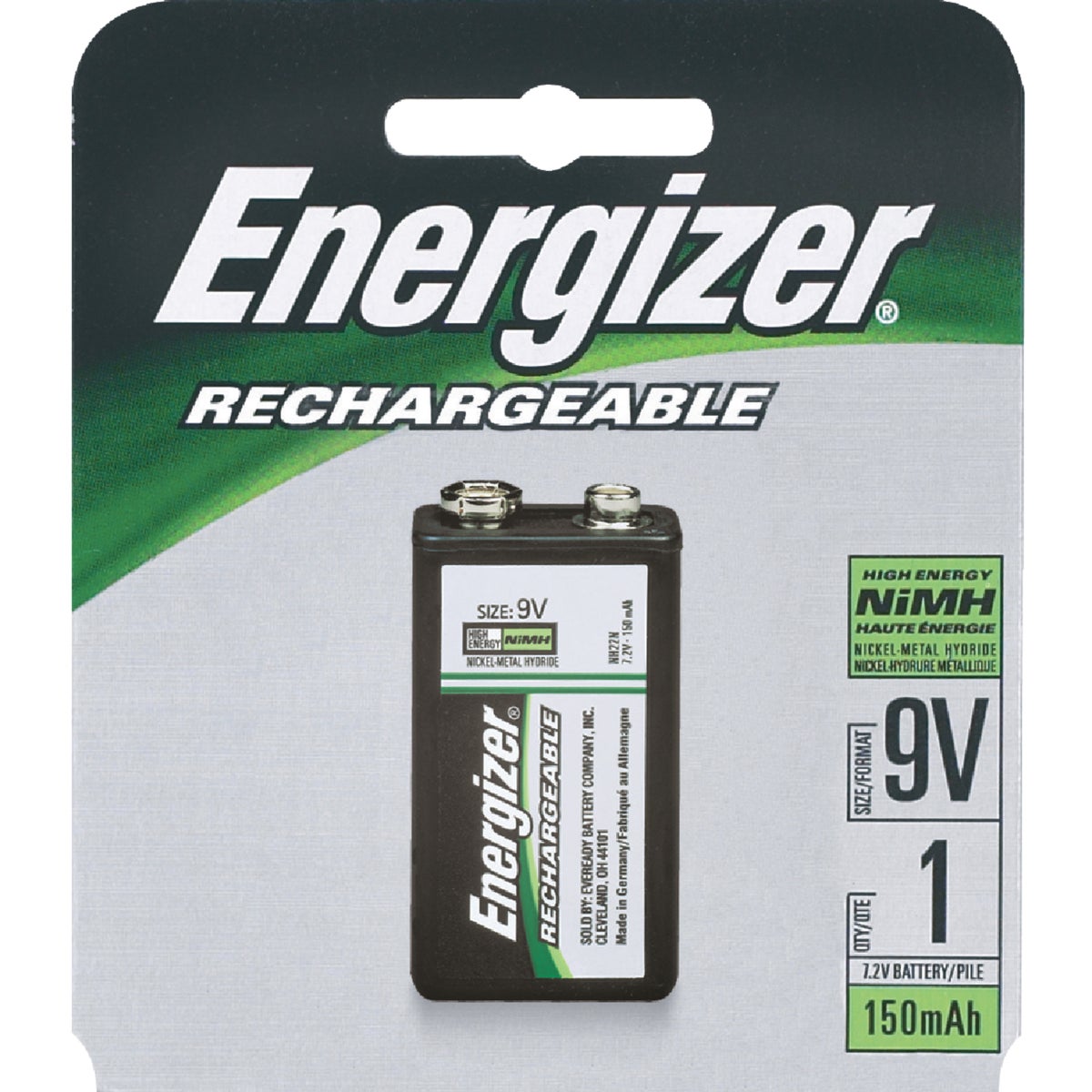 Energizer Recharge 9V Rechargeable Battery 800903