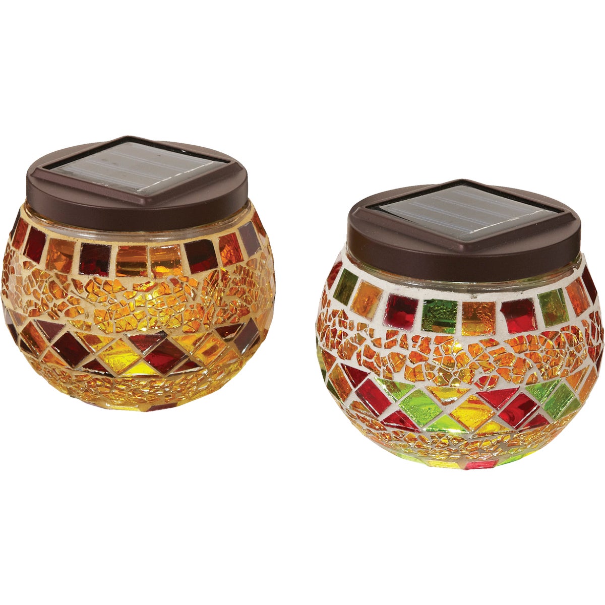 Outdoor Expressions 3.5 In. H. x 3.5 In. Dia. Autumn Harvest Tile Tabletop Solar Patio Light