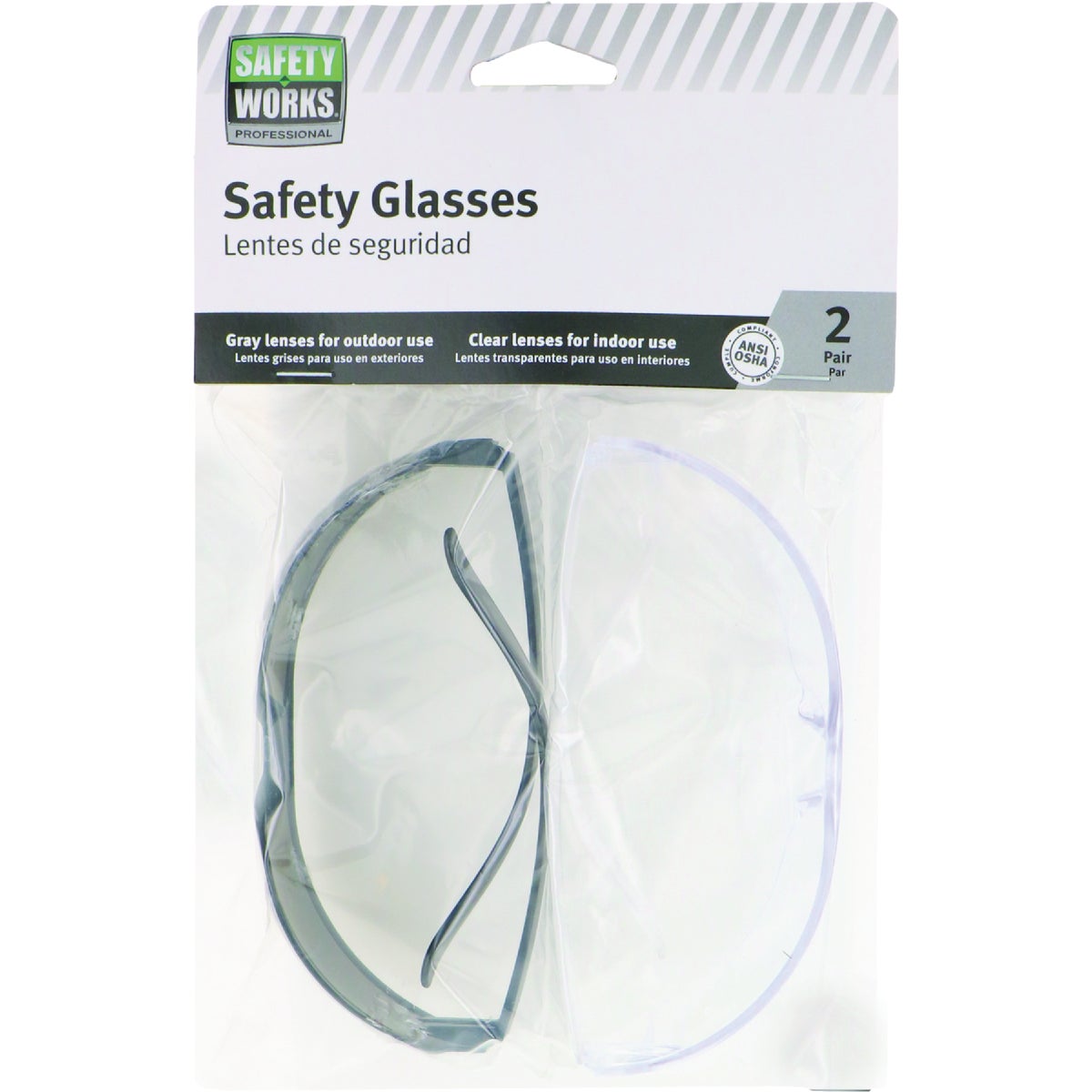 2PKCLR/GRY SAFTY GLASSES