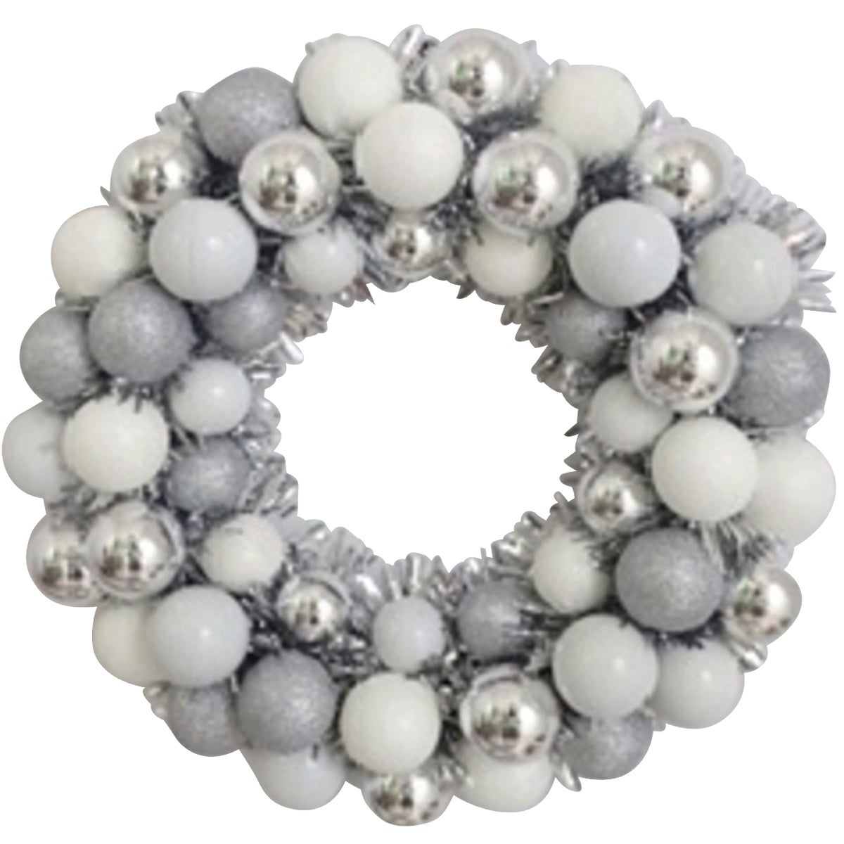 16" SLV/WHT GLTR WREATH