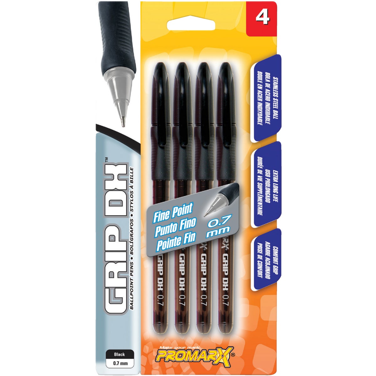 4PK PROMARX GRIP BLK PEN