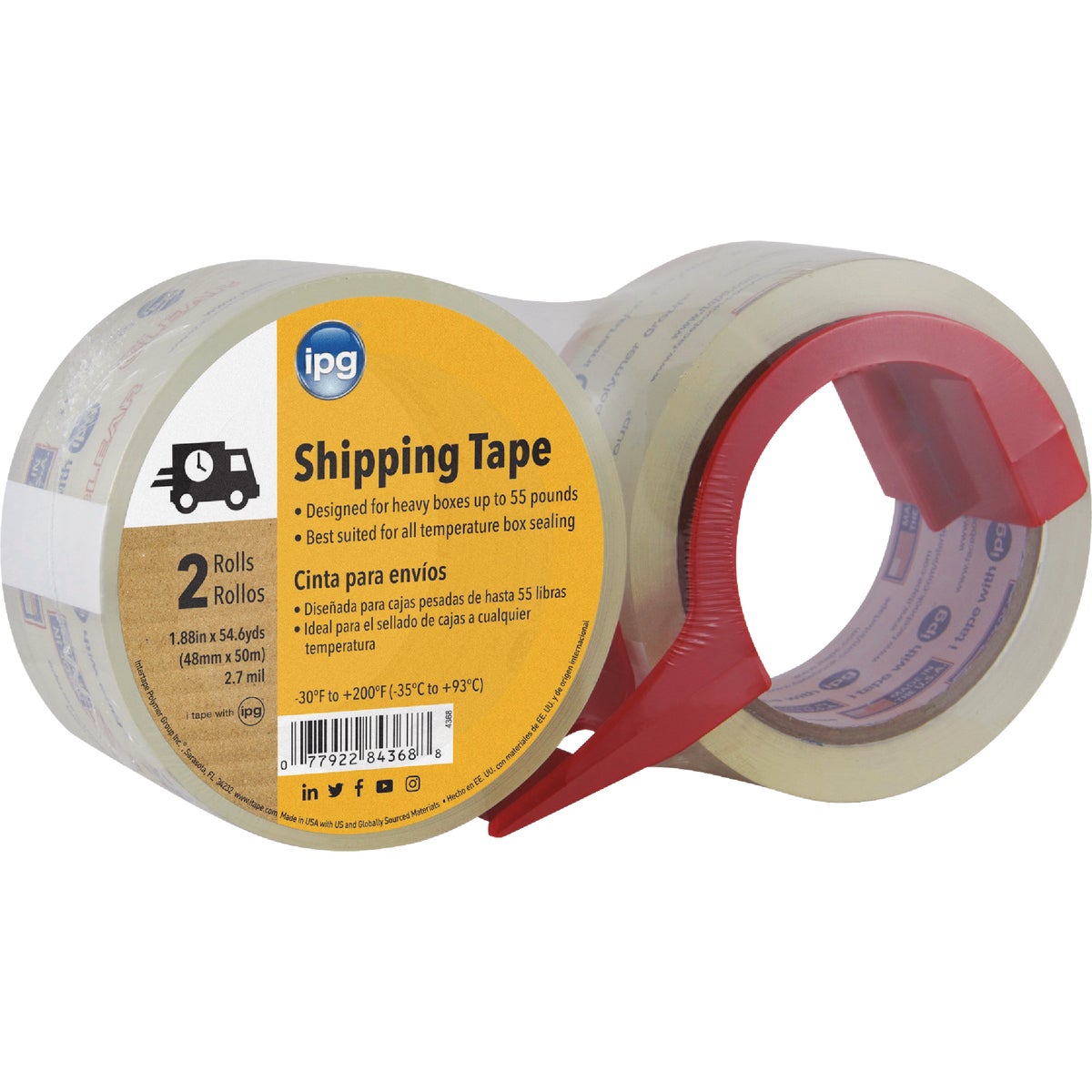 IPG 1.88 In. X 54.6 Yd. Clear Film Carton Sealing Tape (2 Pack) 977802