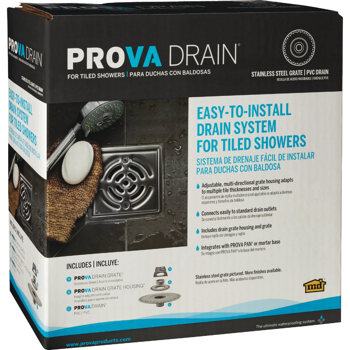 PROVA 2 In. PVC Shower Drain with Chrome Strainer