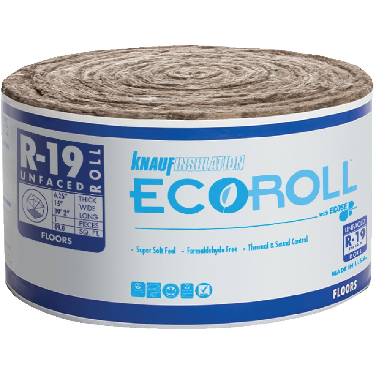 Knauf R-19 15 In. x 39 Ft. Standard Unfaced Roll Fiberglass Insulation