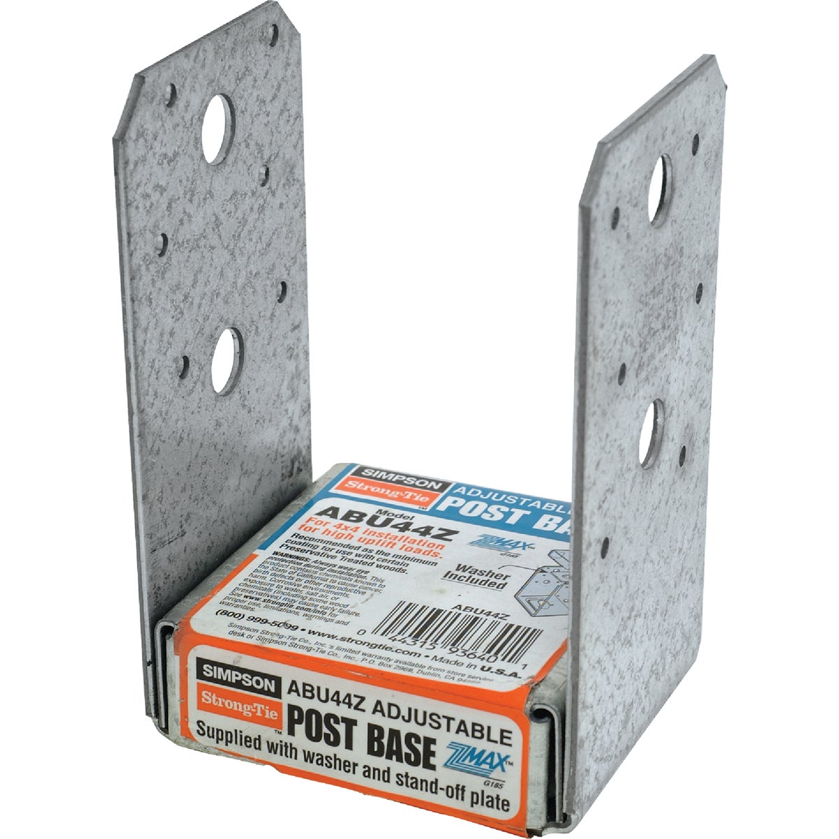 Simpson Strong-Tie 4 In. x 4 In. 12 ga Z-Max ABU Post Base 