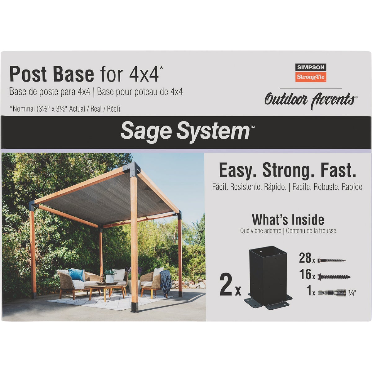 Simpson Strong-Tie Outdoor Accents Sage System Black Powder-Coated Post Base for 4x4 with Screws (2-Pack)