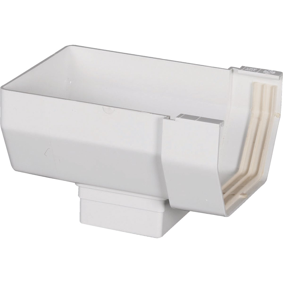 Amerimax 5 In. Contemporary Vinyl White Gutter End with Drop Outlet